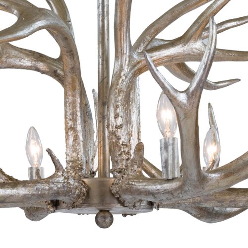 Antler Chandelier, Silver Leaf 5 Antler Chandelier, Silver Leaf