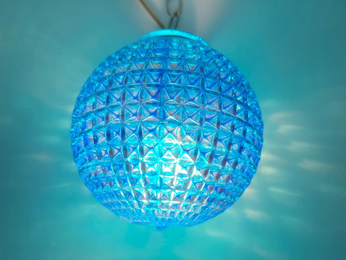 1960s Blue Glass Globe Lights, Pair 5 1960s Blue Glass Globe Lights, Pair