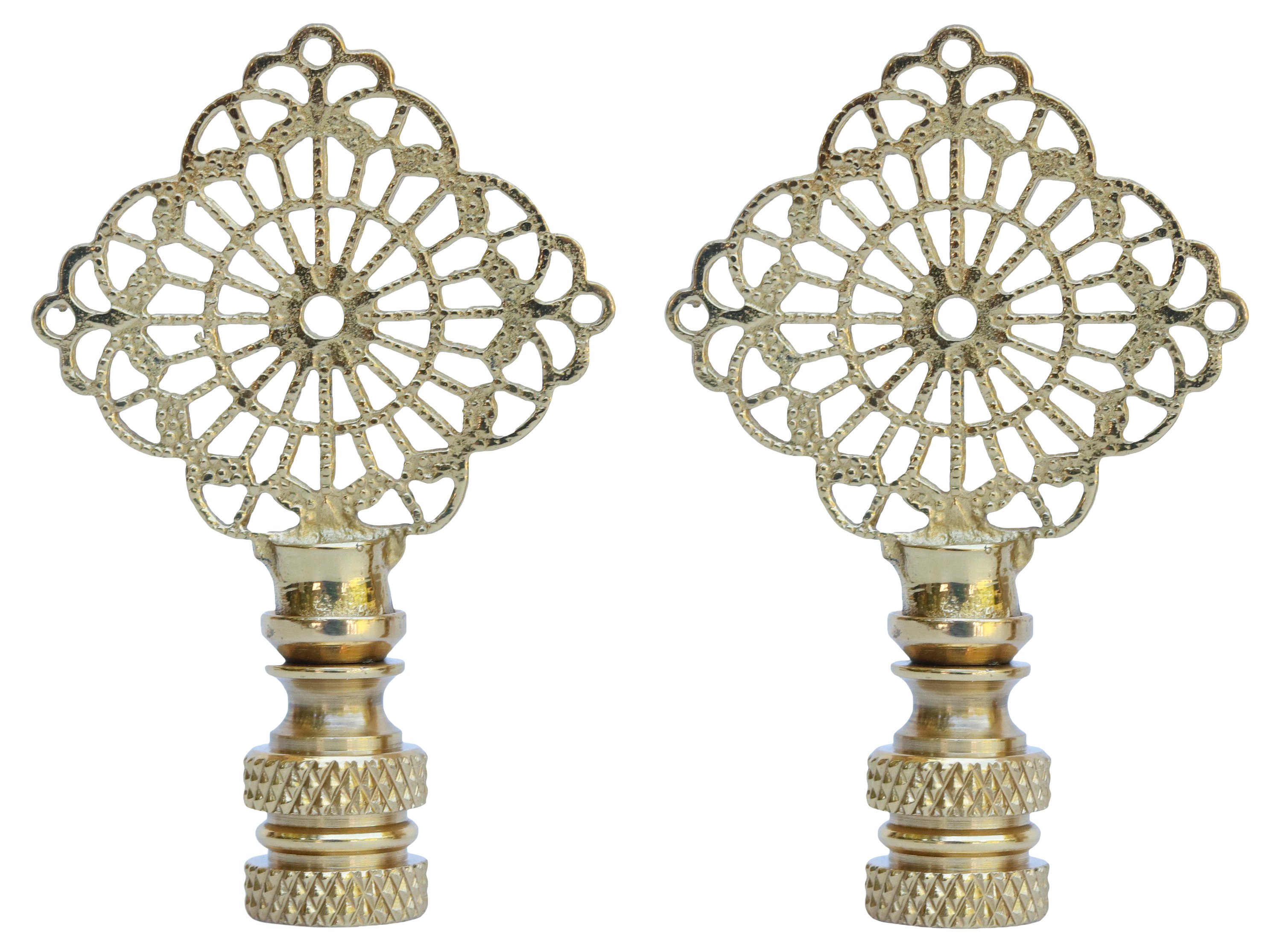 Brass Filigree Lamp Finials, Pair