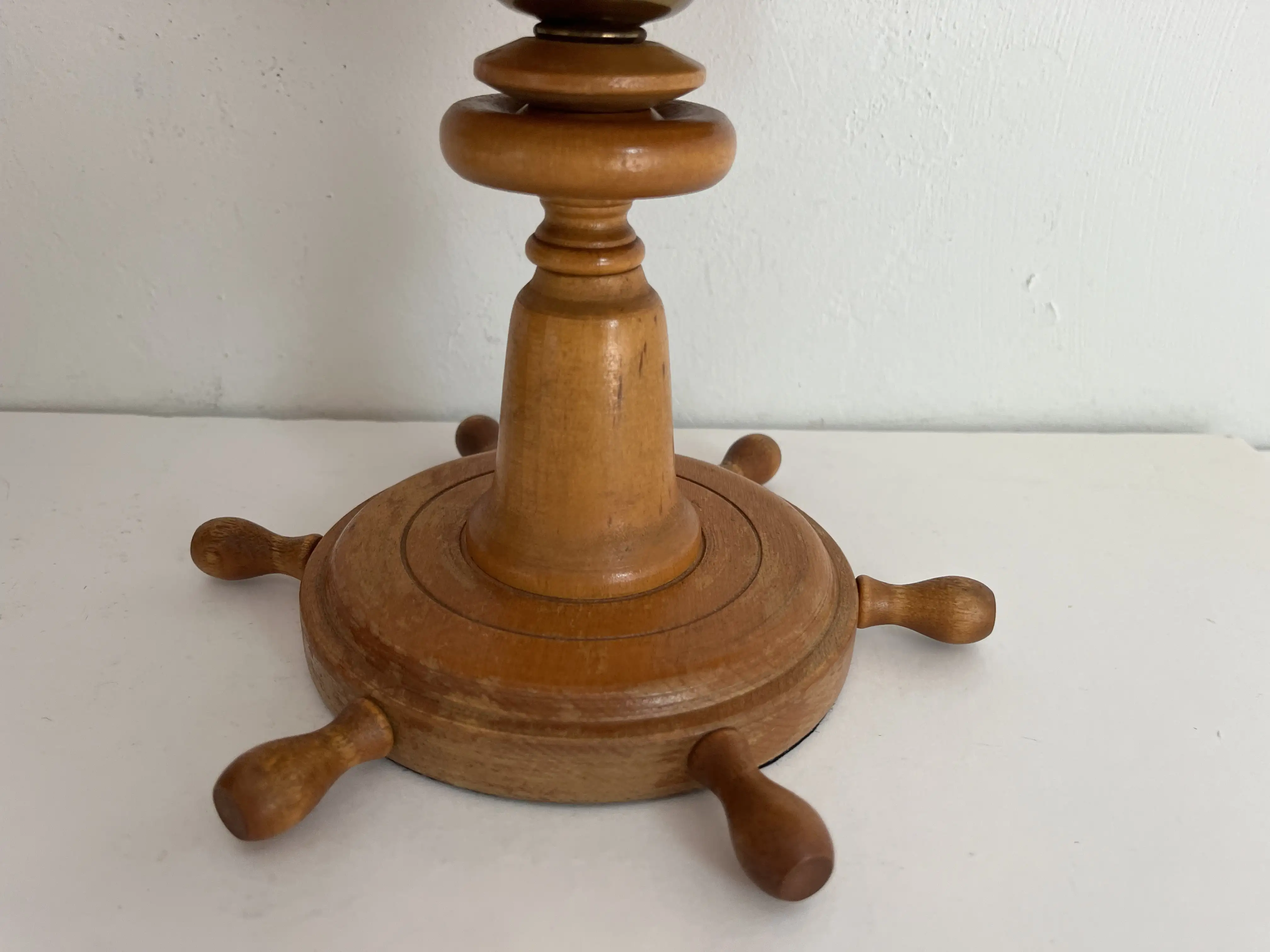 Wood Ship's Wheel Lamps & Shades, Pair 6 Wood Ship's Wheel Lamps & Shades, Pair