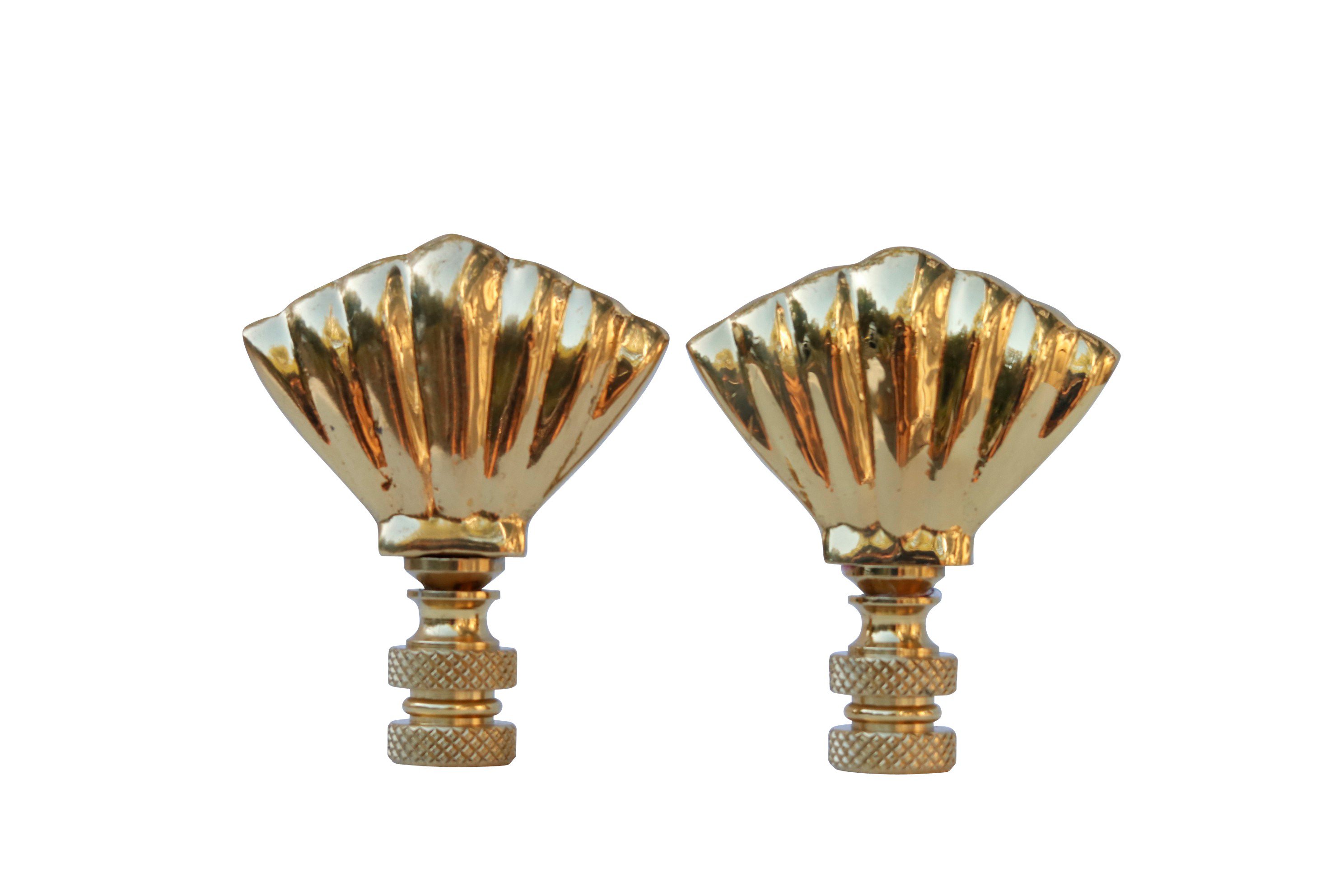 Brass Shell Lamp Finials - a Pair 1 Brass Shell Lamp Finials - a Pair