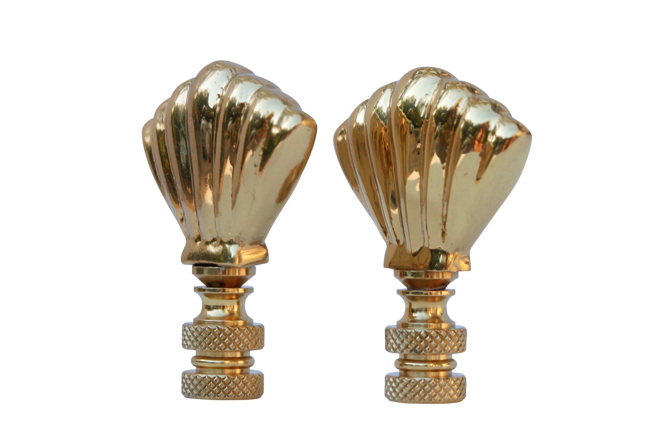 Brass Shell Lamp Finials - a Pair 2 Brass Shell Lamp Finials - a Pair