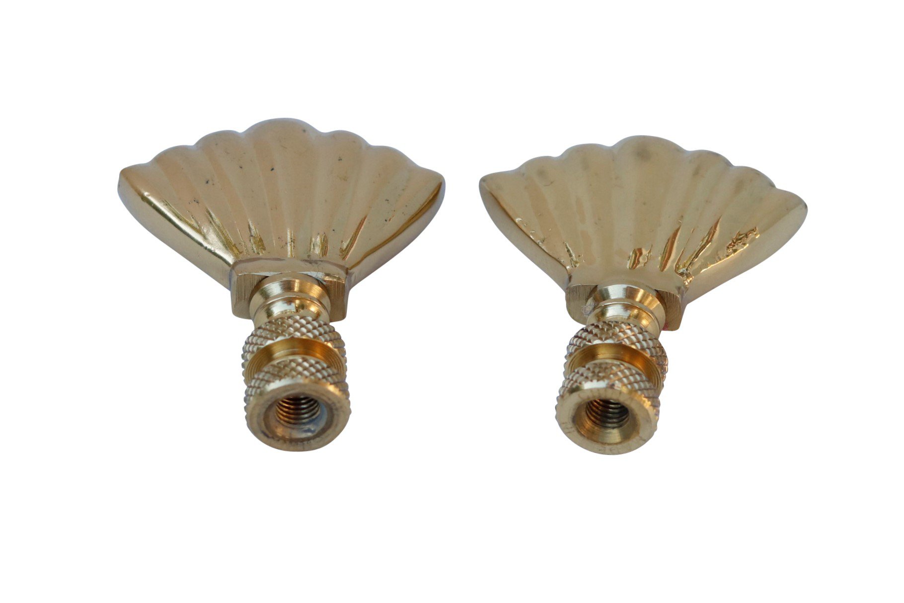 Brass Shell Lamp Finials - a Pair 4 Brass Shell Lamp Finials - a Pair