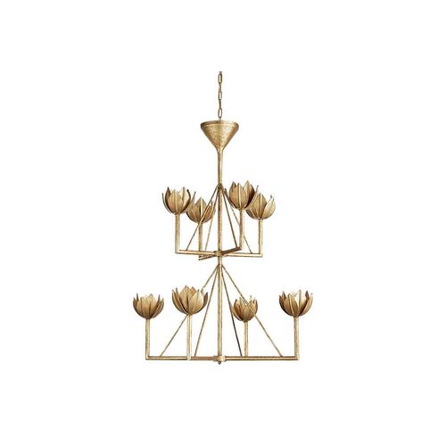 Alberto Medium Two-Tier Chandelier, Antiqued Gold Leaf 1 Alberto Medium Two-Tier Chandelier, Antiqued Gold Leaf