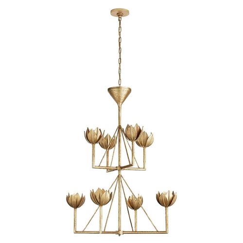 Alberto Medium Two-Tier Chandelier, Antiqued Gold Leaf 2 Alberto Medium Two-Tier Chandelier, Antiqued Gold Leaf