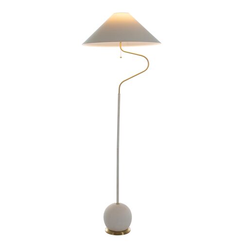 Lombard Curved Floor Lamp, Plaster White/Gold 2 Lombard Curved Floor Lamp, Plaster White/Gold