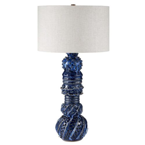 Undersea Ceramic Table Lamp, Dark Blue Reactive 1 Undersea Ceramic Table Lamp, Dark Blue Reactive