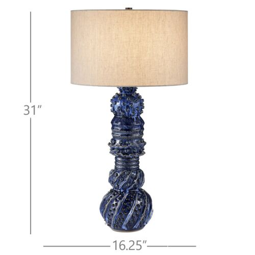 Undersea Ceramic Table Lamp, Dark Blue Reactive 6 Undersea Ceramic Table Lamp, Dark Blue Reactive