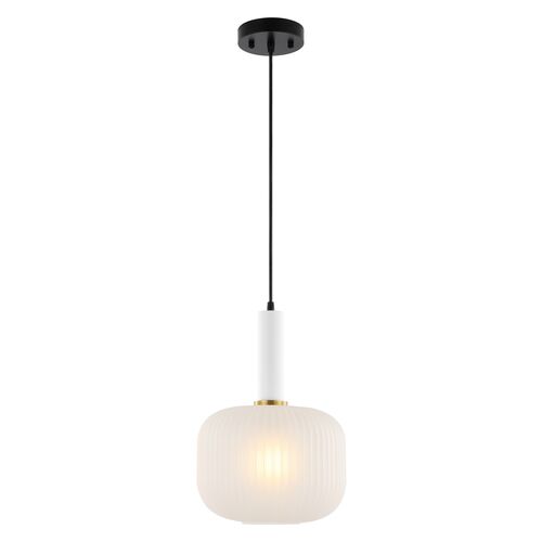 Cecil 10" Pendant, White/Black 1 Cecil 10" Pendant, White/Black