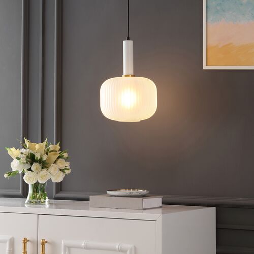 Cecil 10" Pendant, White/Black 2 Cecil 10" Pendant, White/Black