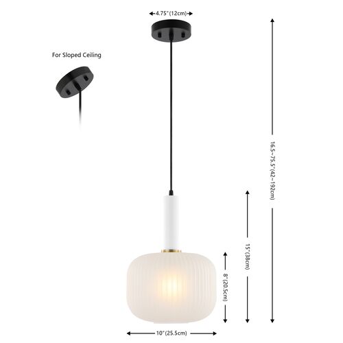 Cecil 10" Pendant, White/Black 5 Cecil 10" Pendant, White/Black