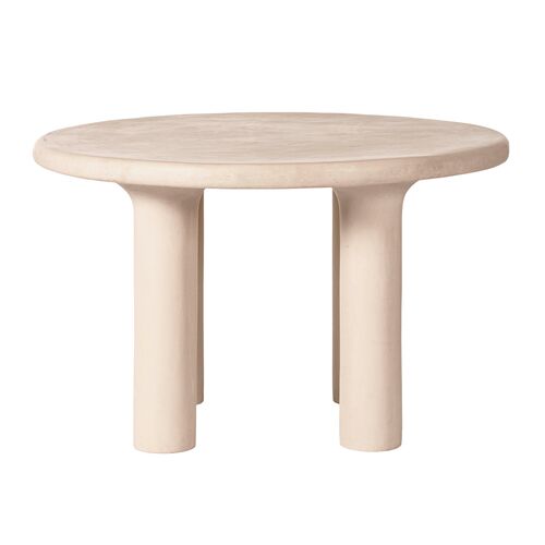 Ivara 47" Indoor/Outdoor Round Dining Table, Textured Cream 3 Ivara 47" Indoor/Outdoor Round Dining Table, Textured Cream