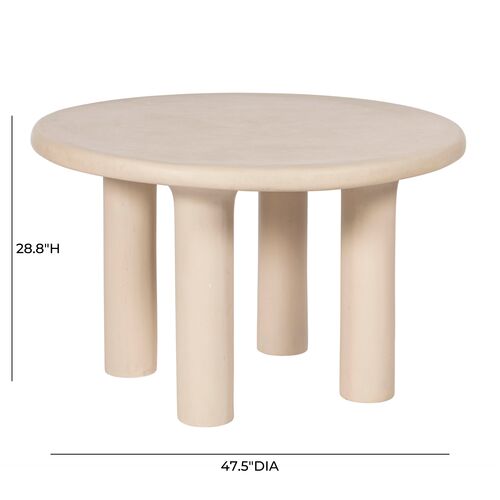 Ivara 47" Indoor/Outdoor Round Dining Table, Textured Cream 6 Ivara 47" Indoor/Outdoor Round Dining Table, Textured Cream