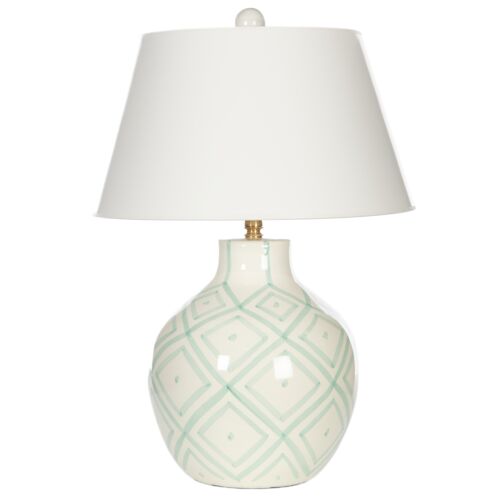 Melea Markell Aqua Prism Ceramic Table Lamp, White/Green 5 Melea Markell Aqua Prism Ceramic Table Lamp, White/Green