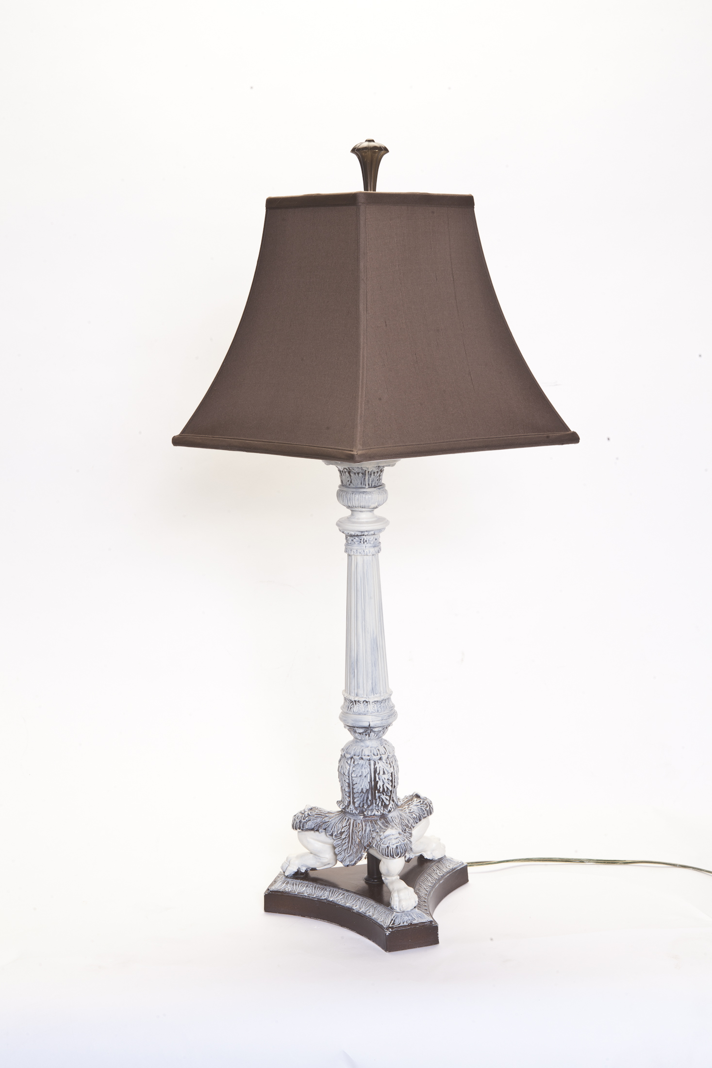 Candlestick Lamp w/ Square Silk Shade 5 Candlestick Lamp w/ Square Silk Shade