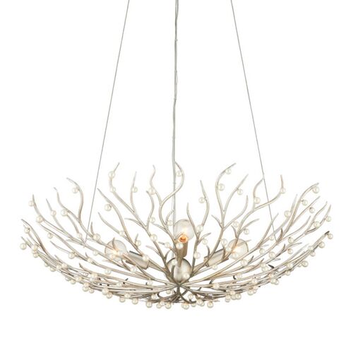Shinju Pearl Bowl Branch Chandelier, Contemporary Silver Leaf 1 Shinju Pearl Bowl Branch Chandelier, Contemporary Silver Leaf
