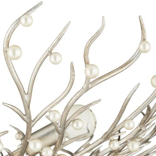Shinju Pearl Bowl Branch Chandelier, Contemporary Silver Leaf 2 Shinju Pearl Bowl Branch Chandelier, Contemporary Silver Leaf