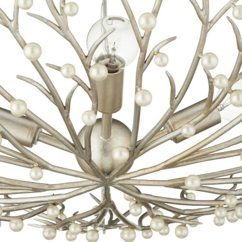 Shinju Pearl Bowl Branch Chandelier, Contemporary Silver Leaf 3 Shinju Pearl Bowl Branch Chandelier, Contemporary Silver Leaf