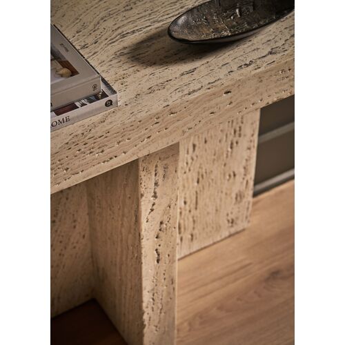 Ronan Console Table, White Travertine 4 Ronan Console Table, White Travertine
