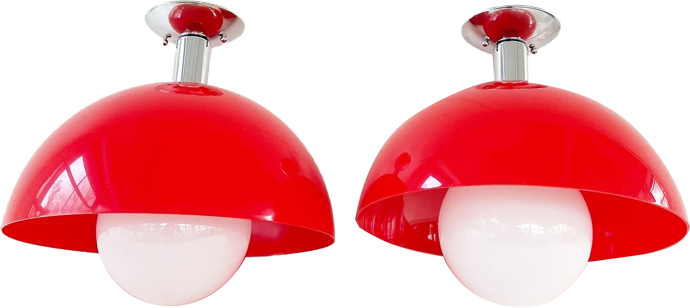 1960s Domed Semi-Flush Lights, Pair