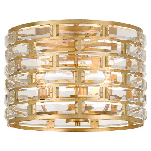 Meridian 3-Light Flush Mount, Antiqued Gold 1 Meridian 3-Light Flush Mount, Antiqued Gold