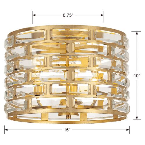 Meridian 3-Light Flush Mount, Antiqued Gold 3 Meridian 3-Light Flush Mount, Antiqued Gold