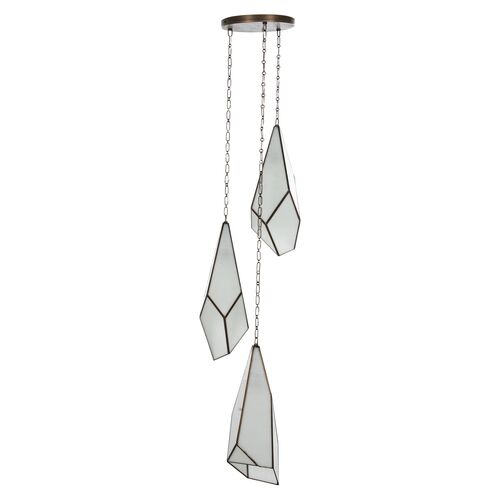 Finchley Multifaceted Triple Pendant, Antique Brushed Brass 1 Finchley Multifaceted Triple Pendant, Antique Brushed Brass