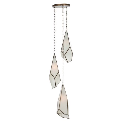 Finchley Multifaceted Triple Pendant, Antique Brushed Brass 2 Finchley Multifaceted Triple Pendant, Antique Brushed Brass