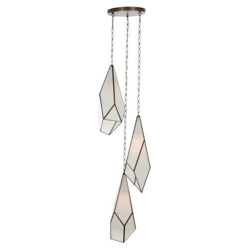 Finchley Multifaceted Triple Pendant, Antique Brushed Brass 4 Finchley Multifaceted Triple Pendant, Antique Brushed Brass
