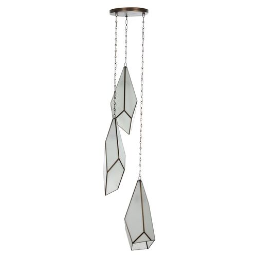Finchley Multifaceted Triple Pendant, Antique Brushed Brass 5 Finchley Multifaceted Triple Pendant, Antique Brushed Brass