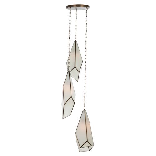 Finchley Multifaceted Triple Pendant, Antique Brushed Brass 6 Finchley Multifaceted Triple Pendant, Antique Brushed Brass