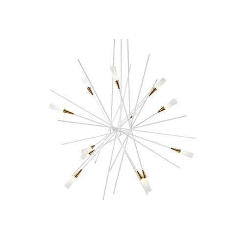 Stellar Chandelier, Matte White/Antique Brass 1 Stellar Chandelier, Matte White/Antique Brass
