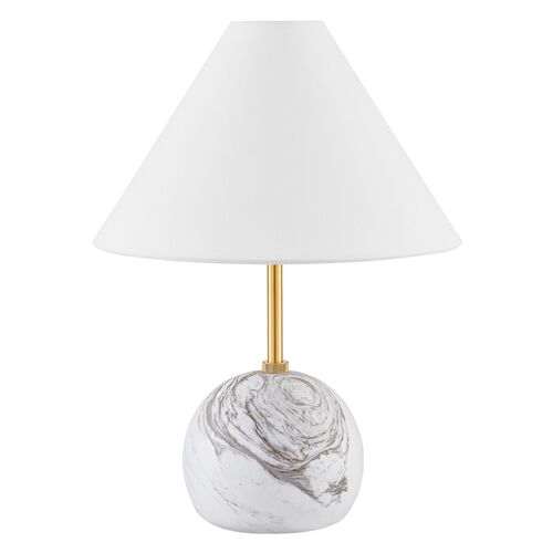 Rowan 16" Table Lamp, White Marble/Aged Brass 1 Rowan 16" Table Lamp, White Marble/Aged Brass