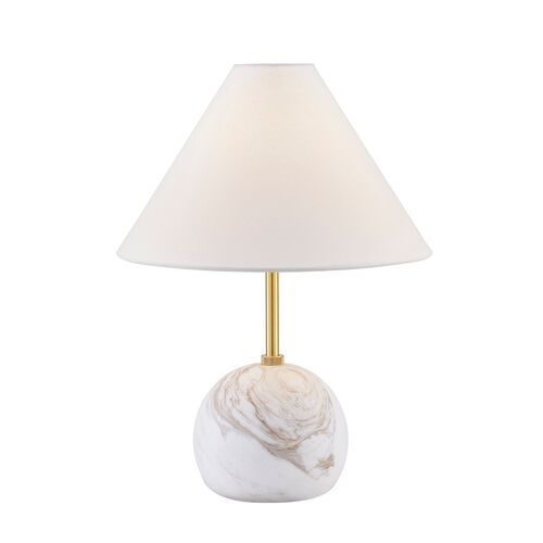 Rowan 16" Table Lamp, White Marble/Aged Brass 2 Rowan 16" Table Lamp, White Marble/Aged Brass