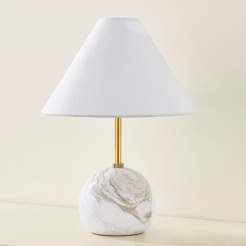 Rowan 16" Table Lamp, White Marble/Aged Brass 3 Rowan 16" Table Lamp, White Marble/Aged Brass
