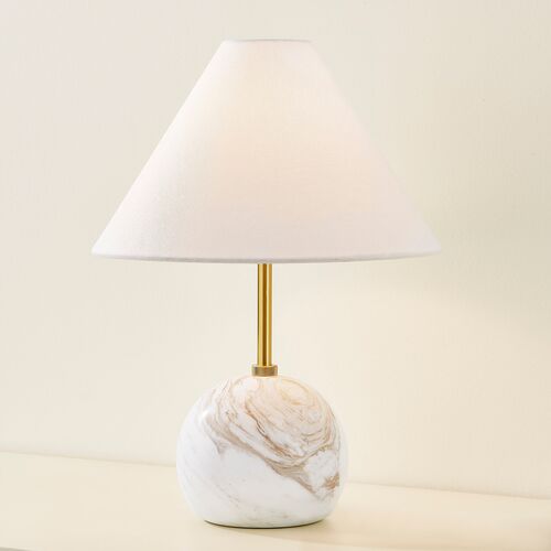 Rowan 16" Table Lamp, White Marble/Aged Brass 4 Rowan 16" Table Lamp, White Marble/Aged Brass