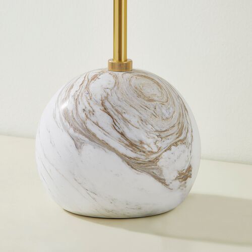 Rowan 16" Table Lamp, White Marble/Aged Brass 8 Rowan 16" Table Lamp, White Marble/Aged Brass