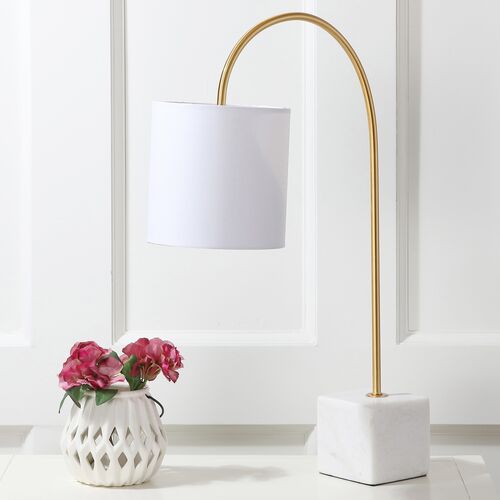 Rosalind Marble Table Lamp, White/Brass Gold 2 Rosalind Marble Table Lamp, White/Brass Gold