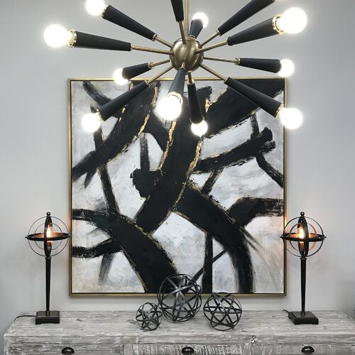 Zodiac 12-Light Chandelier, Aged Brass 2 Zodiac 12-Light Chandelier, Aged Brass