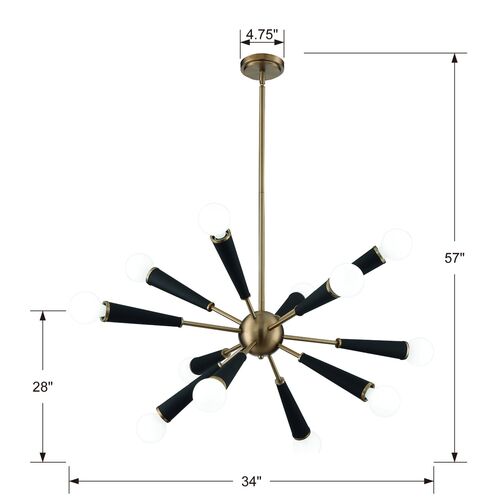 Zodiac 12-Light Chandelier, Aged Brass 6 Zodiac 12-Light Chandelier, Aged Brass