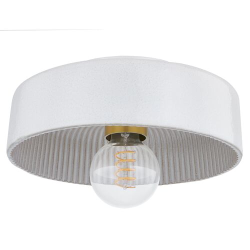 Ray 6" Ceramic Flush Mount, Brass/Reactive White