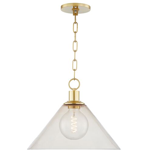 Anniebee Pendant, Aged Brass/Smoky Glass