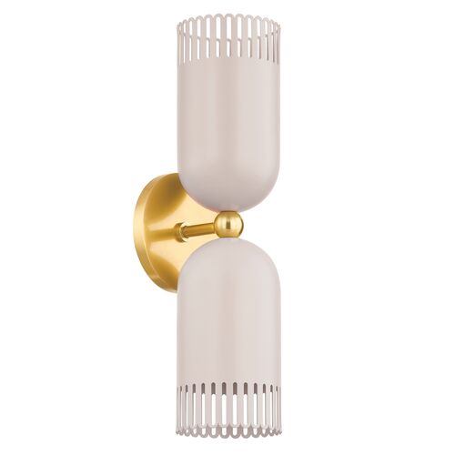 Liba 2-Light Wall Sconce, Aged Brass/Soft Peignoir 1 Liba 2-Light Wall Sconce, Aged Brass/Soft Peignoir