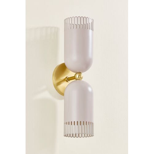 Liba 2-Light Wall Sconce, Aged Brass/Soft Peignoir 3 Liba 2-Light Wall Sconce, Aged Brass/Soft Peignoir