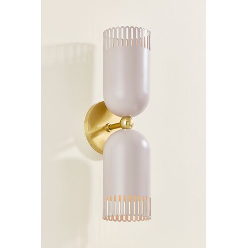 Liba 2-Light Wall Sconce, Aged Brass/Soft Peignoir 4 Liba 2-Light Wall Sconce, Aged Brass/Soft Peignoir