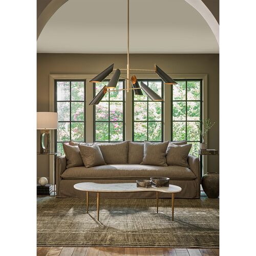 Tribune Marble Bowl, Green 6 Vest 6-Light Chandelier