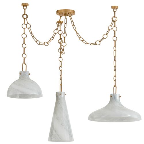 Joaquin Chandelier, Patina Brass/Luna Glass 1 Joaquin Chandelier, Patina Brass/Luna Glass