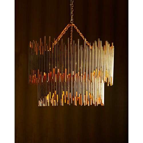 Prescott Two-Tiered Iron Chandelier, Gold 7 Prescott Two-Tiered Iron Chandelier, Gold