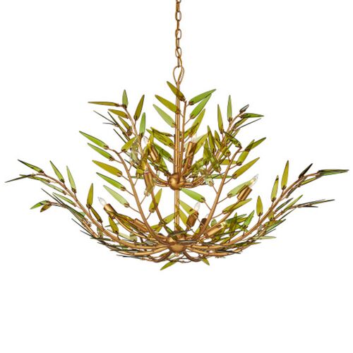 Babylon Glass Two-Tier Chandelier, Green/Gold 3 Babylon Glass Two-Tier Chandelier, Green/Gold
