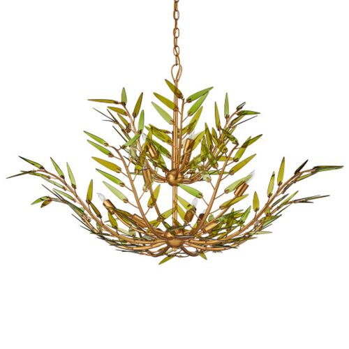 Babylon Glass Two-Tier Chandelier, Green/Gold 4 Babylon Glass Two-Tier Chandelier, Green/Gold